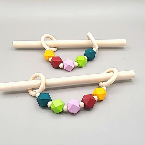 Bohemian Wood Bead Jute Cord Curtain Tiebacks, Set of 2, NWOT - Picture 3 of 4